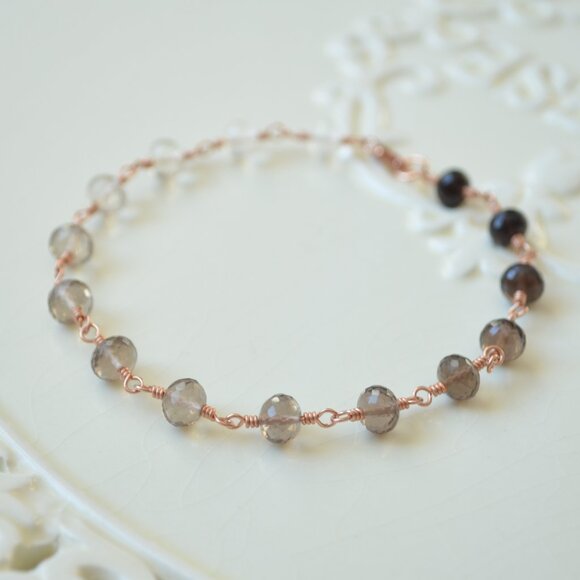 Smoky Quartz Ombre Bracelet in Rose Gold - Picture 2 of 11